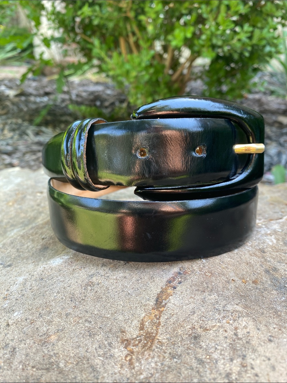 Stanley Korshak Black Leather Belt